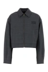 Miu Miu Collared Cropped Glencheck Jacket Long Sleeves In Multicolor