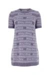 Miu Miu Multicolor Embroidered Wool Blend Mini Sweater Dress In Multicolor