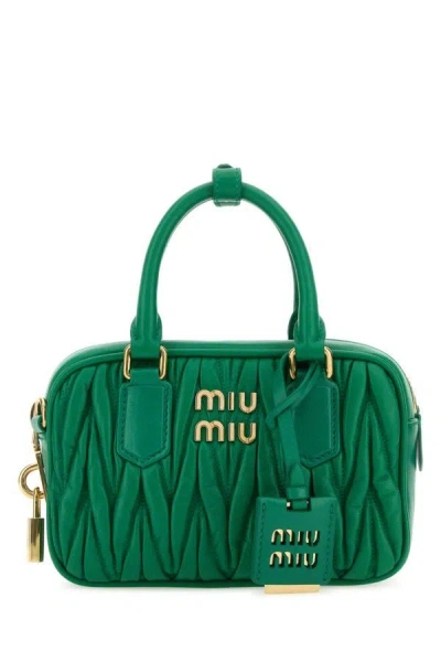Miu Miu Woman Grass Green Nappa Leather Handbag