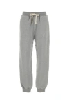 Miu Miu Cotton Fleece Pants With Leather Trim In Gray