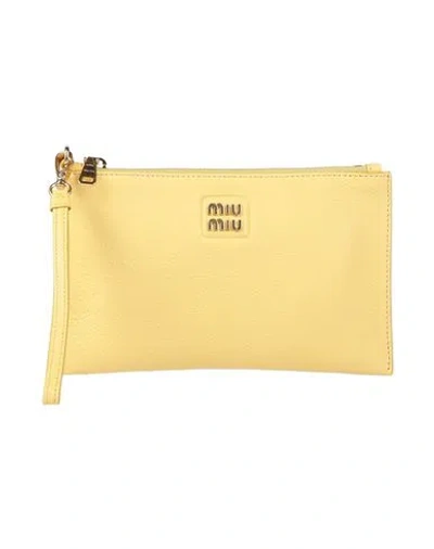 Miu Miu Woman Handbag Light Yellow Size - Leather