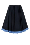 Miu Miu Jacquard Logo Poplin Knit Skirt In Blue