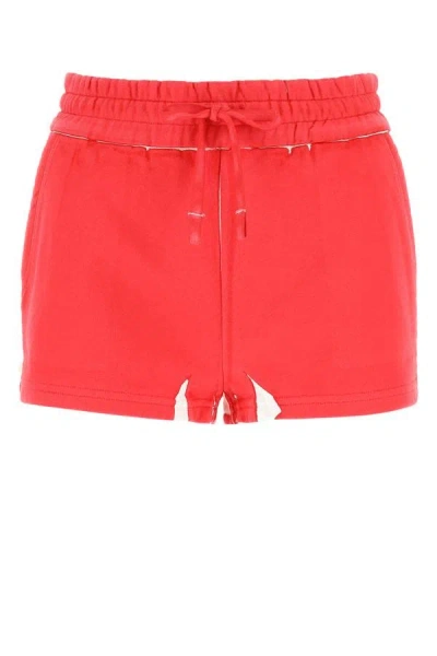 MIU MIU MIU MIU WOMAN RED COTTON SHORTS