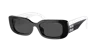 Miu Miu Logo-print Rectangle-frame Sunglasses In Dark Grey
