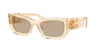 Miu Miu Logo-lettering Square-frame Sunglasses In Dark Brown