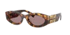 Miu Miu Logo Oval Acetate Sunglasses In Light Purple Brown