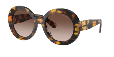 Miu Miu Tortoiseshell-effect Round-frame Sunglasses In Black