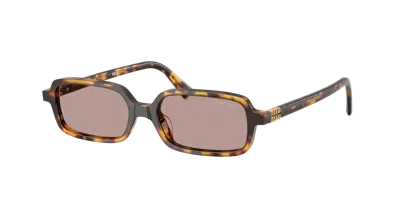 Miu Miu 0mu 11zs Rectangular Sunglasses In Tortoiseshell Acetate In Pink
