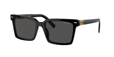 Miu Miu Womens Black Mu 13zs Rectangle-frame Acetate Sunglasses
