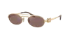 Miu Miu Logo-lettering Oval-frame Sunglasses In Brown Silver