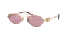 Miu Miu Logo-lettering Oval-frame Sunglasses In Dark Pink Silver