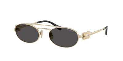Miu Miu Womens Gold Mu 54zs Oval-frame Metal Sunglasses In Multicolor