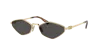 Miu Miu Pale Gold Metal Sunglasses In Dark Grey