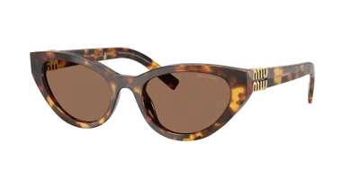 Miu Miu Woman Sunglasses Mu A04s In Dark Brown