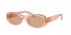 Miu Miu Logo-lettering Oval-frame Sunglasses In Dark Brown