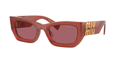 Miu Miu Mu Rectangle Sunglasses, 53mm In Dark Violet