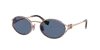 Miu Miu Womens Pink Mu 52ys Round-frame Branded-arm Metal Sunglasses In Dark Blue