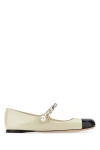 MIU MIU MIU MIU WOMAN TWO-TONE LEATHER BALLERINAS