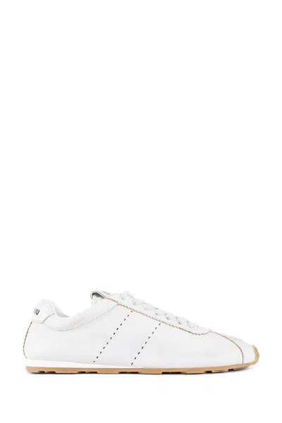 Miu Miu Plume Sneaker In Ivory Leather Women In Multi