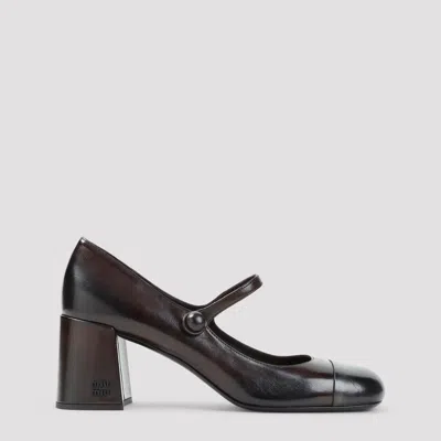 Miu Miu Women's 100% Calf Leather Pumps With 6.5 Cm Heel In Brown
