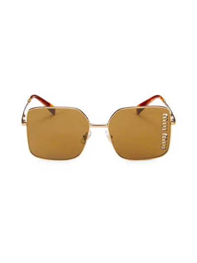 Miu Miu Women's 60mm Square Sunglasses In Dark Brown Gold