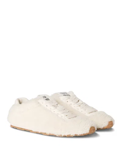 Miu Miu Women's Allacciate Shearling Sneakers In Neutral