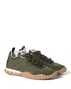 Miu Miu Tyre Technical Fabric And Suede Sneakers In Green