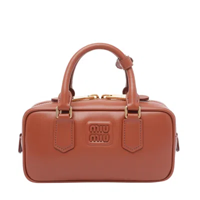 Miu Miu Women Arcadie Leather Bag In Brown