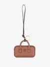 Miu Miu Leather Keyring Top Handle In Brown