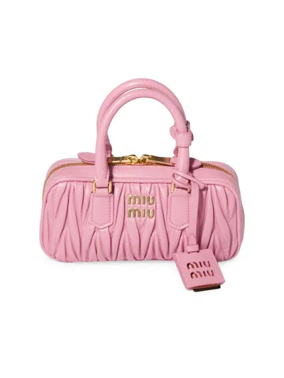 Miu Miu Women's Arcadie Matelasse Nappa Leather Mini Top Handle Bag In Pink