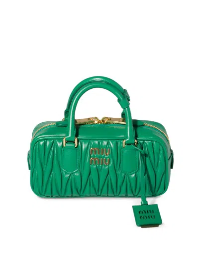 Miu Miu Arcadie Matelassé Nappa-leather Bag In Green