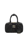 Miu Miu Mini Arcadie Leather Handbag In Black