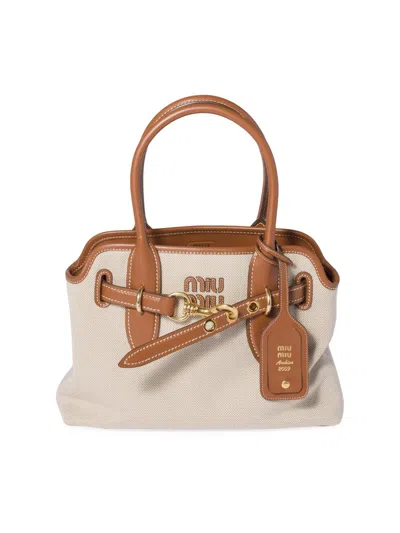 Miu Miu Aventure Small Canvas Tote Bag In Brown