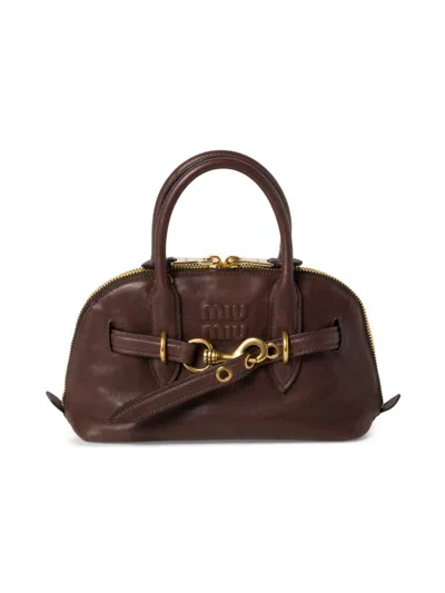 Miu Miu Aventure Nappa Leather Top-handle Bag In Brown