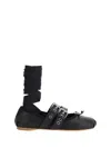 Miu Miu Buckle-embellished Leather Ballerina Flats In Black