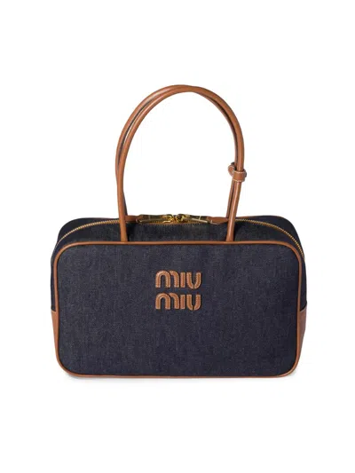 Miu Miu Denim Beau Top-handle Bag In Blue