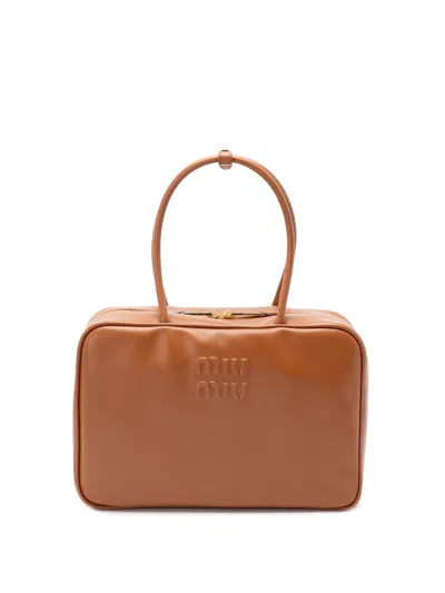 Miu Miu Arcadie Softy Leather Handbag In Brown