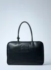Miu Miu Women Beau Leather Shoulder Bag In Black