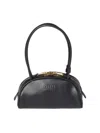Miu Miu Black Calf Leather Bos Taurus Shoulder Bag In Black