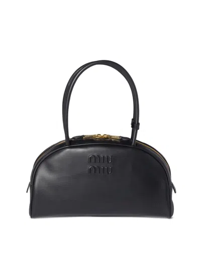 Miu Miu Black Calf Leather Bos Taurus Shoulder Bag