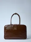 Miu Miu Women Beau Naplak Patent Shoulder Bag In Brown