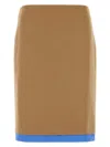 Miu Miu Camel Skirt With Back Slit And Contrasting Hem