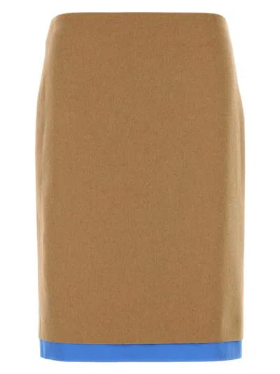 MIU MIU WOMEN'S BEIGE CAMEL SKIRT