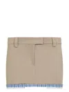 Miu Miu Skirt With Back Slit Pockets And Plaid Trim