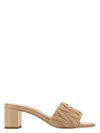Miu Miu Women Beige Nappa Leather Mules In Neutral