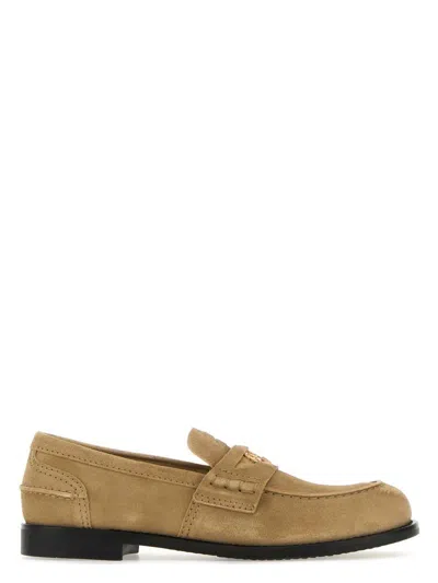 MIU MIU WOMEN'S BEIGE SUEDE LOAFERS