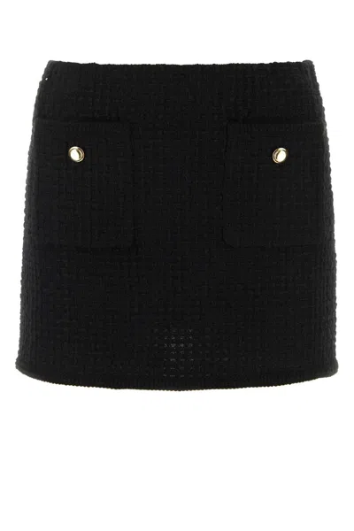 Miu Miu Women Black Boucle Mini Skirt