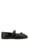 Miu Miu Leather Mary Jane Ballerina Flats In Black