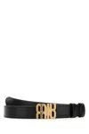 Miu Miu Leather Belt With Adjustable Length And Single Loop In Black