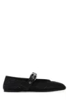 Miu Miu Women Black Mesh Ballerinas In Black